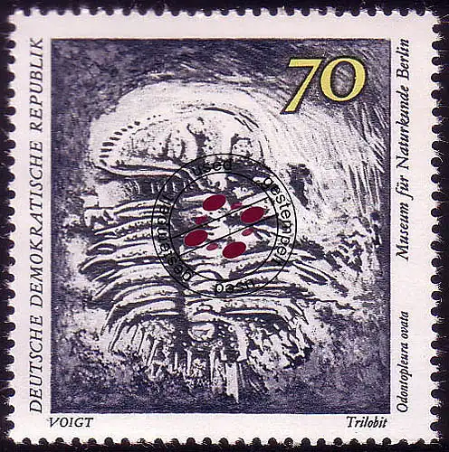 1827 Naturkunde Trilobit 70 Pf O Tamponné