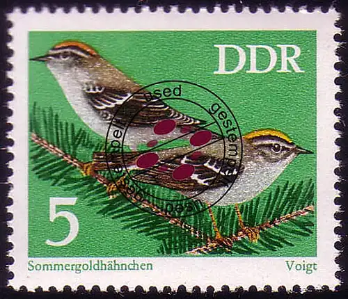 1834 Singvögel Sommergoldhähnchen 5 Pf O gestempelt
