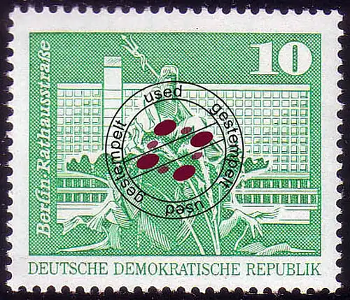 1843 Aufbau in der DDR Großformat 10 Pf O gestempelt