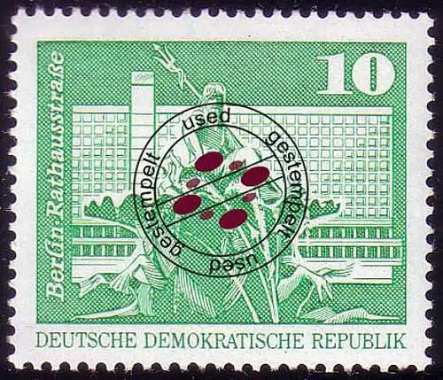 1843 Aufbau in der DDR Großformat 10 Pf, gestempelt O