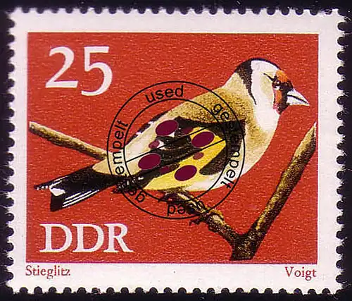 1838 Singvögel Stieglitz 25 Pf O gestempelt