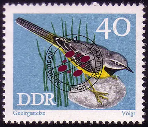 1840 Singvögel Gebirgsstelze 40 Pf O gestempelt