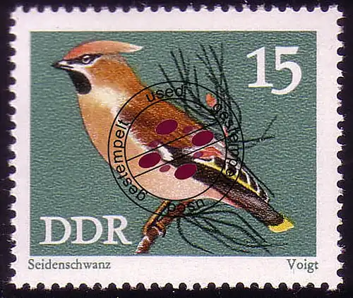 1836 Singvögel Seidenschwanz 15 Pf O gestempelt