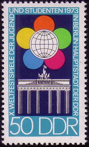 1867 Weltfestspiele Jugend und Studenten 50 Pf aus Block 38 **