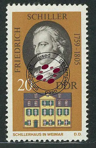 1858 Gedenkstätten Weimar Schiller 20 Pf O