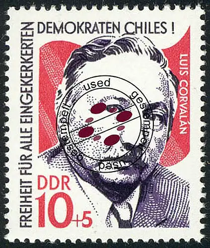 1890 Solidarität mit Chile Corvalan 10+5 Pf O gestempelt