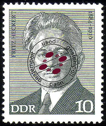 1911 mouvement ouvrier Fritz Heckert 10 Pf O tamponné