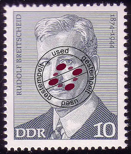 1915 Arbeiterbewegung Rudolf Breitscheid 10 Pf O gestempelt