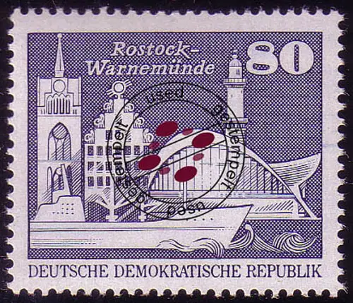 1920 Construction en RDA Cröpeliner Tor 80 Pf O Tamponné