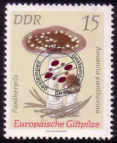 1935 Champignon venimeux Pantherpilz 15 Pf O Tamponné