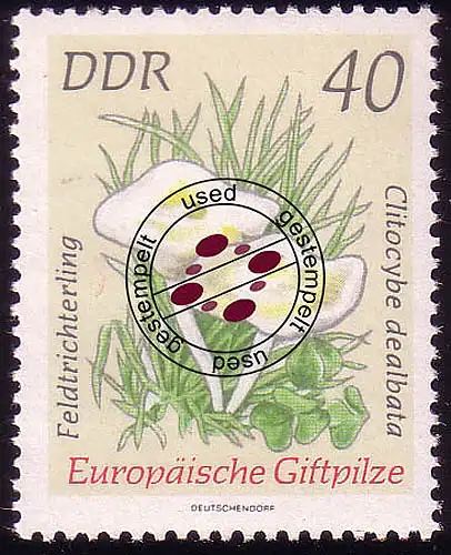 1940 Giftpilze Feldtrichterling 40 Pf O gestempelt