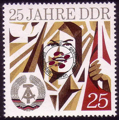 1951 25 Jahre DDR 25 Pf O gestempelt