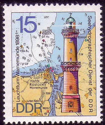 1954 Leuchttürme Warnemünde 15 Pf **