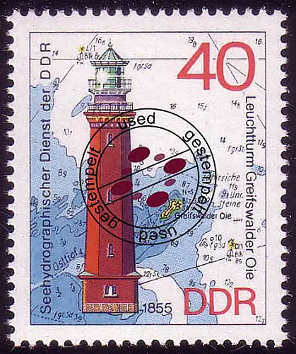 1957 Leuchttürme Greifswalder Oie 40 Pf O