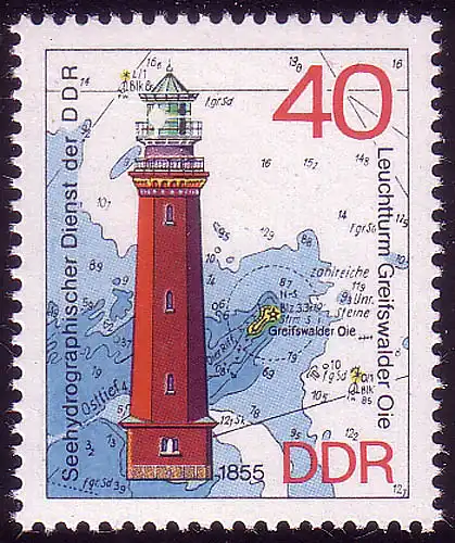 1957 phares Greifswalder Oie 40 Pf **
