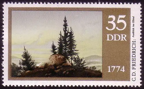 1961 Caspar David Friedrich Elbtal 35 Pf, marque postale **