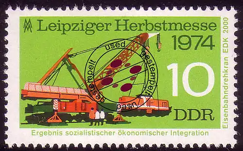 1973 Leipziger Messe Automne Rail Rondkran 10 Pf O
