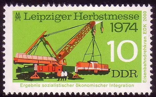 1973 Leipziger Messe Automne Railkronkran 10 Pf **