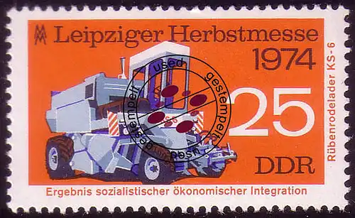 1974 Leipziger Herbstmesse Rübenrodelader 25 Pf O