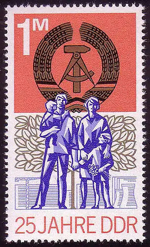 1983 - 25 Jahre DDR 1 M(ark) aus Block 41 - ** postfrisch