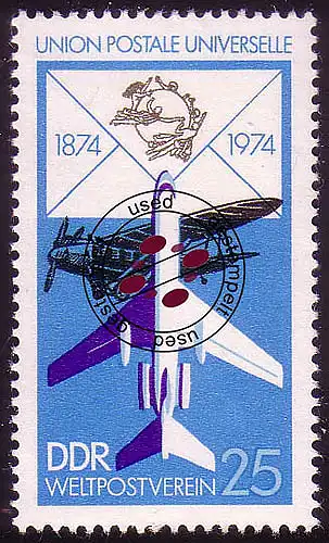 1986 100 Jahre UPU Düsenflugzeug 25 Pf O gestempelt