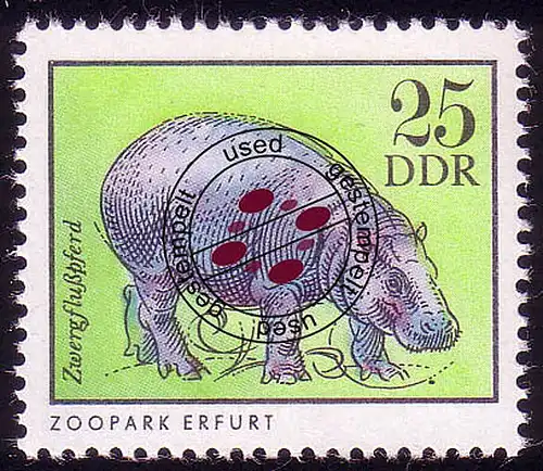 2034 Zootiere 25 Pf Zwergflußpferd O