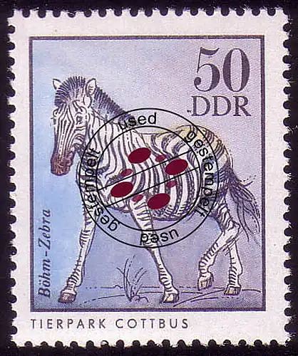 2037 Zootiere 50 Pf Böhm-Zebra O