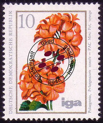 2071 Cultures florales 10 Pf Pelargonie O