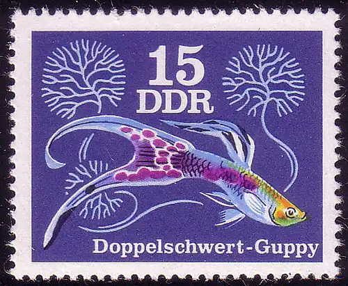 2177 Poissons d'ornement Guppys 15 Pf **
