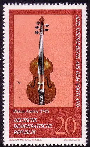 2225 Alte Musikinstrumente 20 Pf Diskant-Gambe **