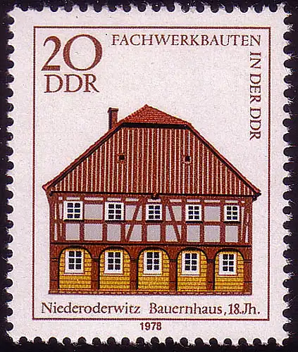 2295 Fachwerkbauten 20 Pf Bauernhaus Niederoderwitz **