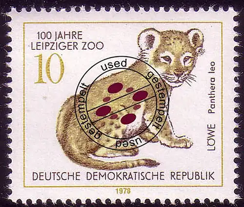 2322 Zoologischer Garten Leipzig 10 Pf Löwe O gestempelt