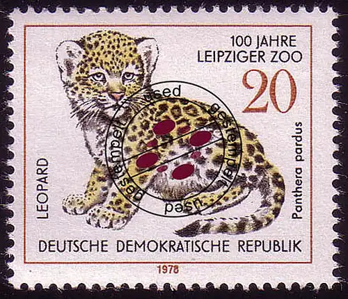 2323 Zoologischer Garten Leipzig 20 Pf Leopard O gestempelt