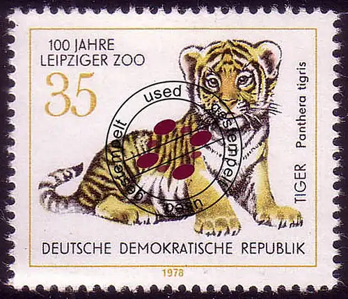2324 Jardin Zoologique Leipzig 35 Pf Sibér. Tiger O