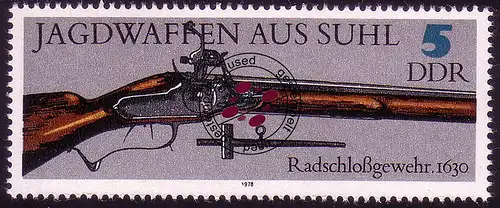 2376 Armes de chasse de Suhl 5 Pf O Tamponné
