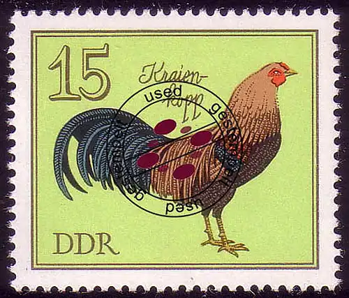 2395 Raies de volailles 15 Pf Kraienkopp, Landhuhn O