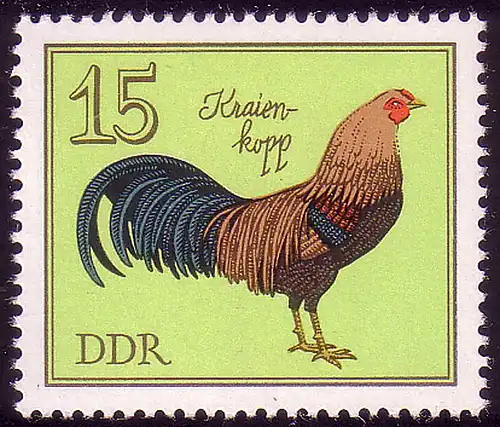 2395 Geflügelrassen 15 Pf Kraienkopp, Landhuhn ** postfrisch