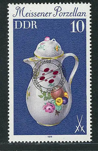 2465 Porcelaine méisseuse 10 Pf O Tamponné