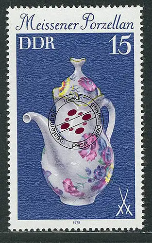 2466 Porcelaine méisseuse 15 Pf O Tamponné