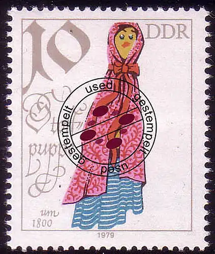 2472 poupée historique 10 Pf poupée de tissu O tamponné