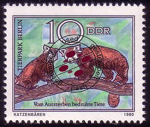 2523 Bedrohte Tiere 10 Pf Katzenbären O gestempelt