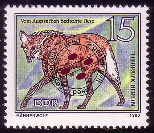 2524 Bedrohte Tiere 15 Pf Mähnenwolf O gestempelt