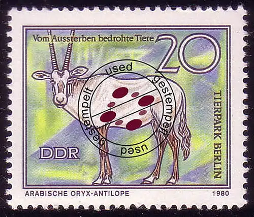2525 Bedrohte Tiere 20 Pf Oryx-Antilope O gestempelt