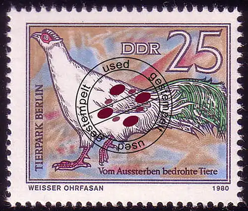 2526 Bedrohte Tiere 25 Pf Ohrfasan O gestempelt