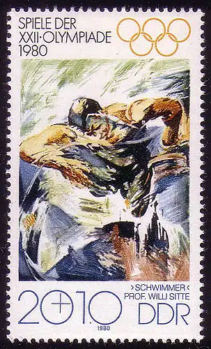 2529 Olympische Sommerspiele Moskau 20+10 Pf 1980 **