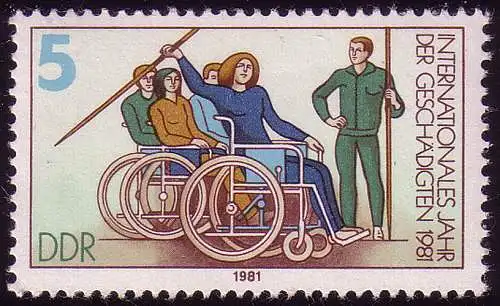 2621 Année des handicapés 5 Pf fauteuil roulant **