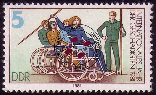 2621 Année des handicapés 5 Pf fauteuil roulant O