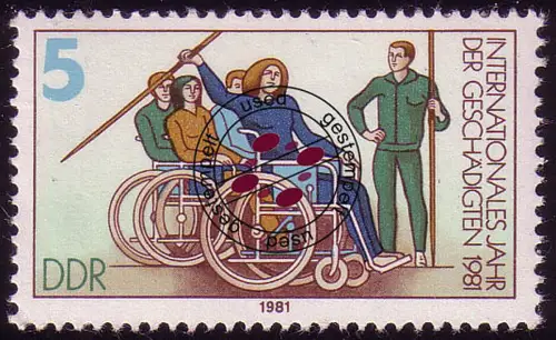 2621 Jahr der Behinderten 5 Pf Rollstuhlfahrer, gestempelt O