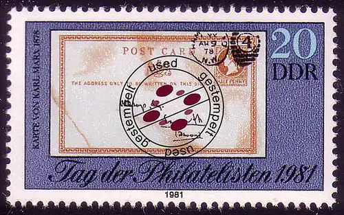 2647 Journée des philatélistes 20 Pf Marx 1981 O