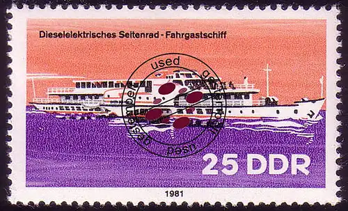 2653 Binnenschiffe 25 Pf Seitenrad-Fahrgastschiff O gestempelt